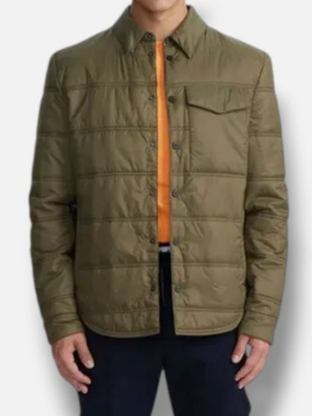 Aztech Mountain Men's Green Loge Peak Quilted Shirt Jacket Size Small